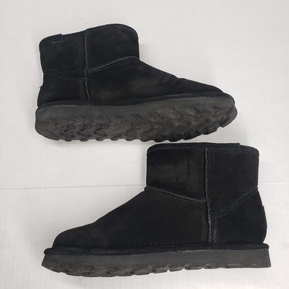 BearPaw Alyssa Boots Womens 9 Black 5" Suede Bohemian Ankle Casual Sheepskin - Picture 6 of 14